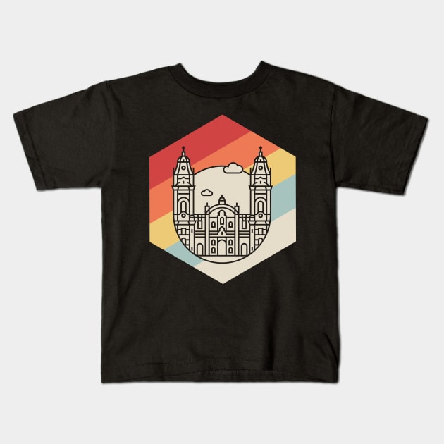 Retro Vintage Peruvian Peru Cathedral Kids T-Shirt by MeatMan